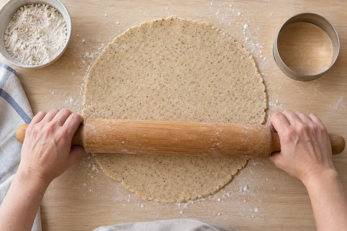 Fresh-milled emmer pastry being rolled for hand pies