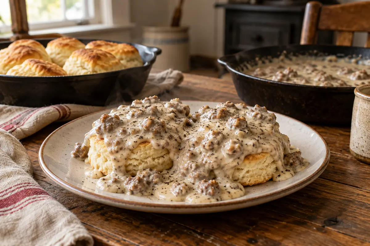 Country Sausage Gravy and Biscuits