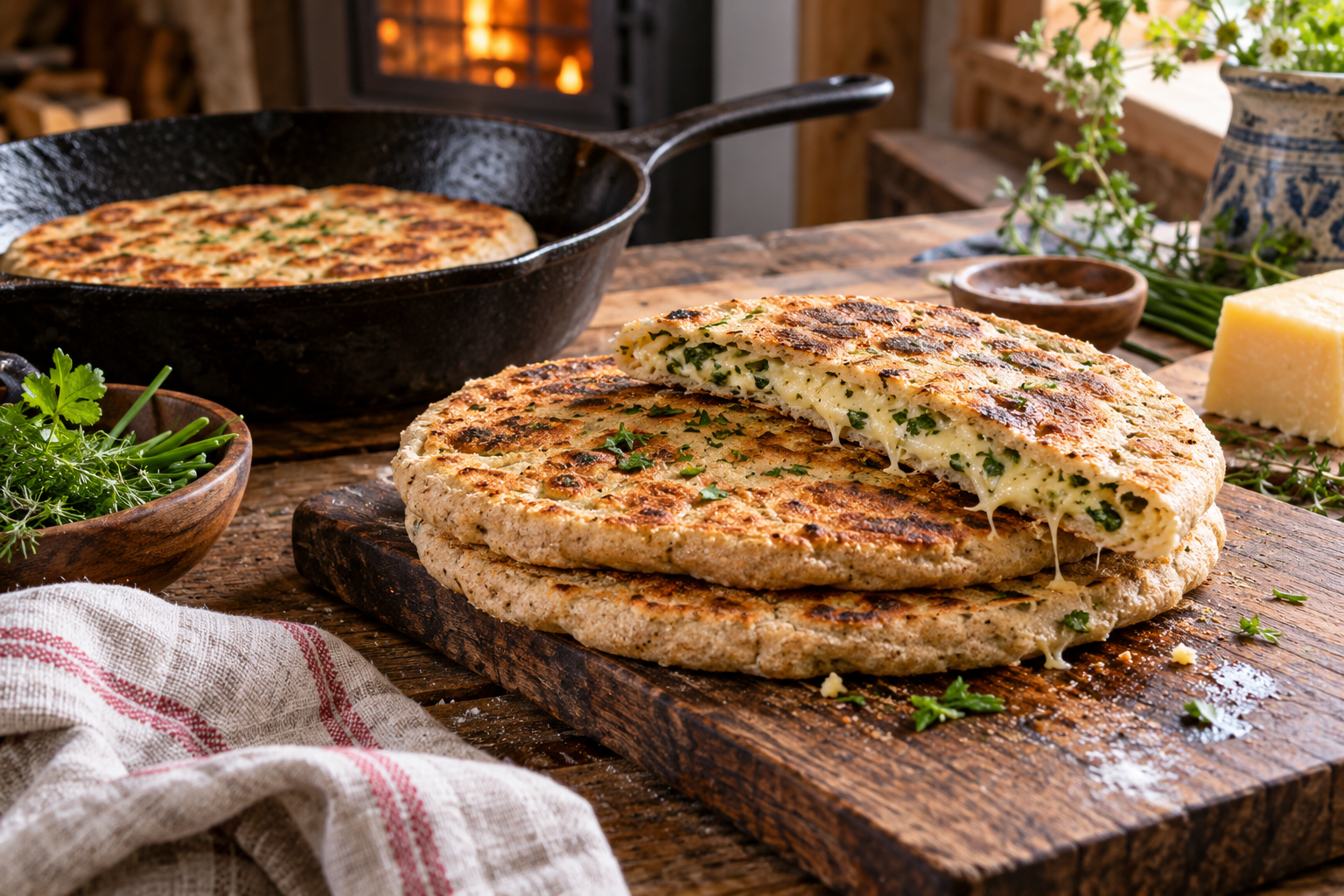Fresh-Milled Rye & Wheat Skillet Flatbreads