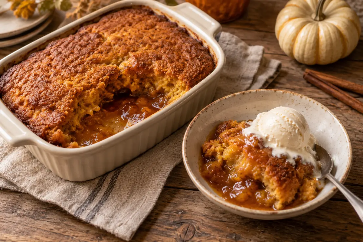 Maple-Pumpkin Einkorn Pudding Cake