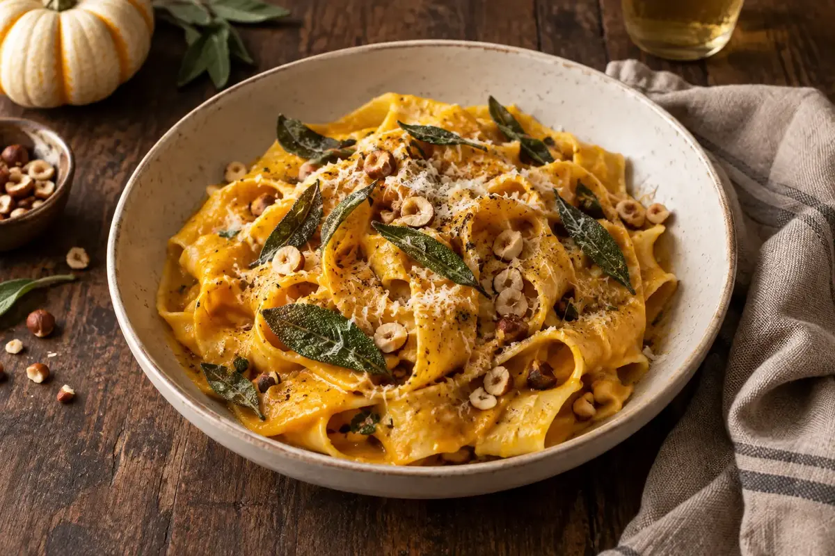 Creamy pumpkin and sage emmer pappardelle