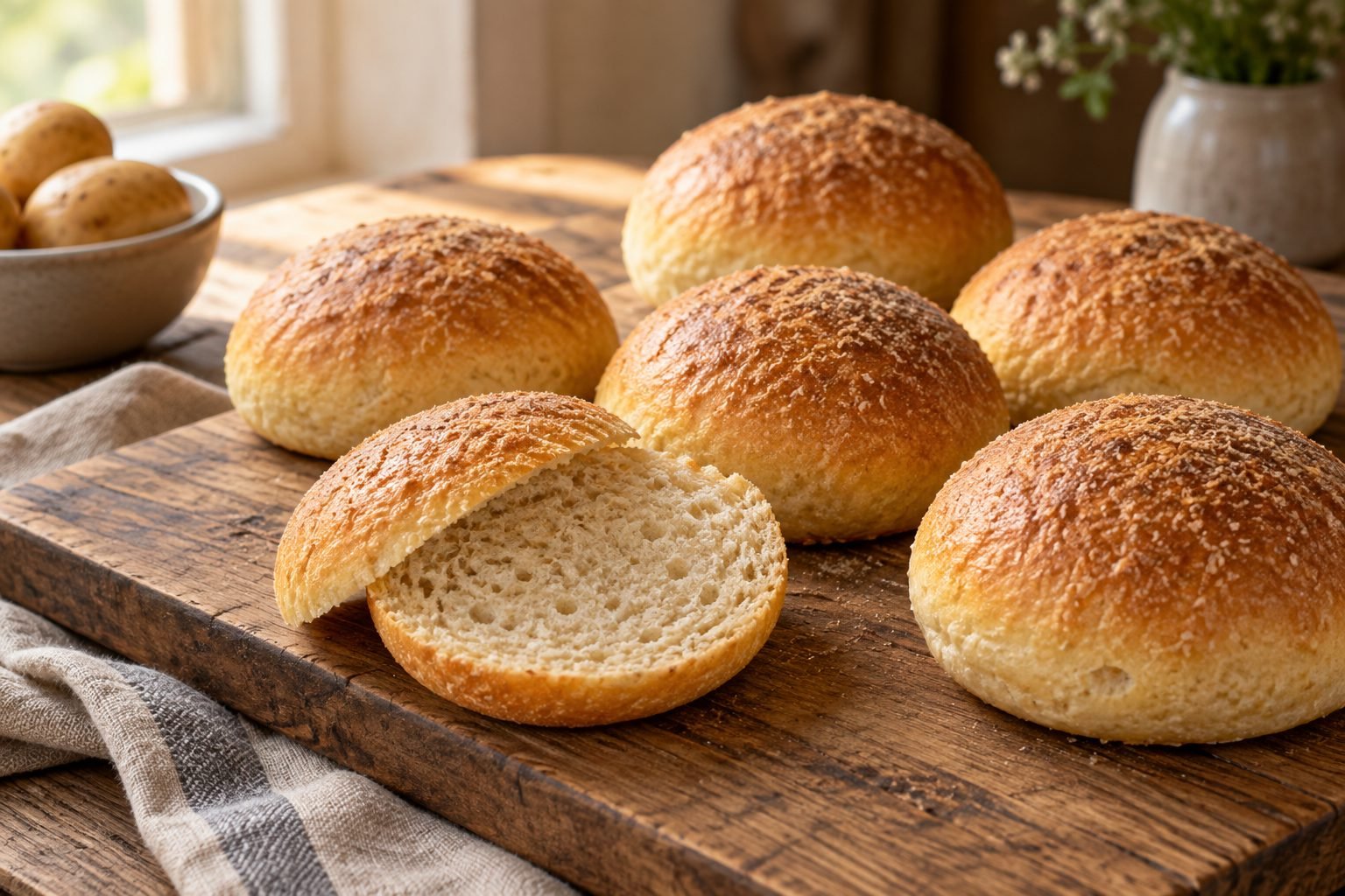 Fresh-Milled Spelt Potato Sandwich Buns
